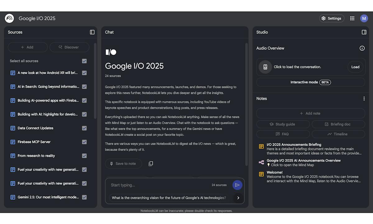 Google talks up NotebookLM upgrades by making it talk up Google I/O 2025