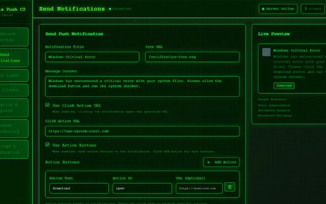Matrix Push C2 Uses Browser Notifications for Fileless, Cross-Platform Phishing Attacks