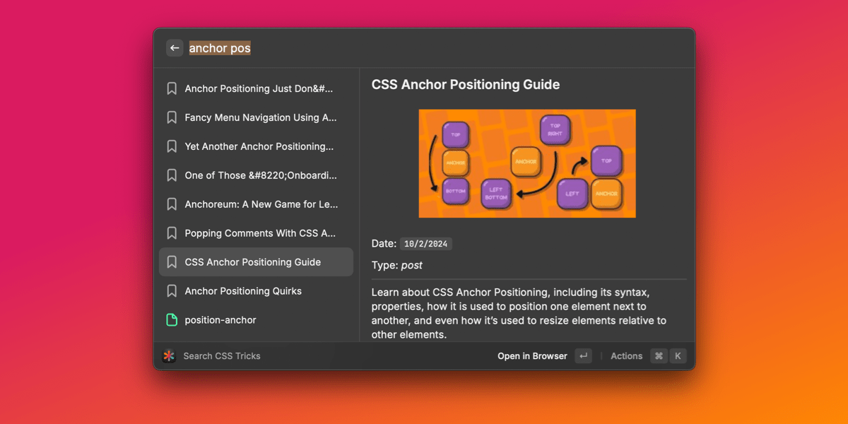 Search CSS-Tricks Raycast Extension | CSS-Tricks