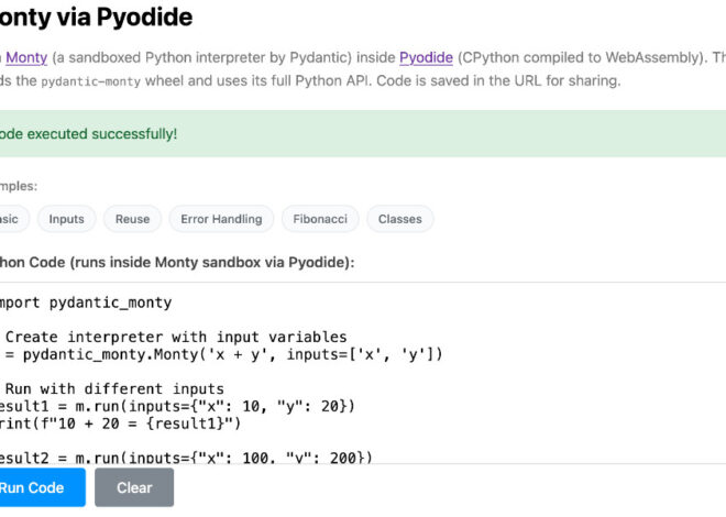 Running Pydantic’s Monty Rust sandboxed Python subset in WebAssembly