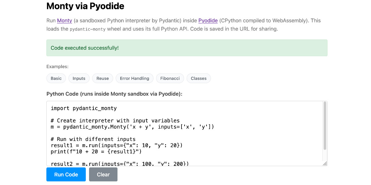 Running Pydantic’s Monty Rust sandboxed Python subset in WebAssembly
