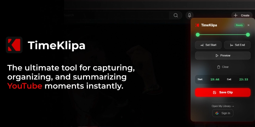 TimeKlipa — The ultimate tool for capturing YouTube timestamps and bookmarking clips from the timeline
